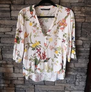 Zara Sheer Flowered Blouse